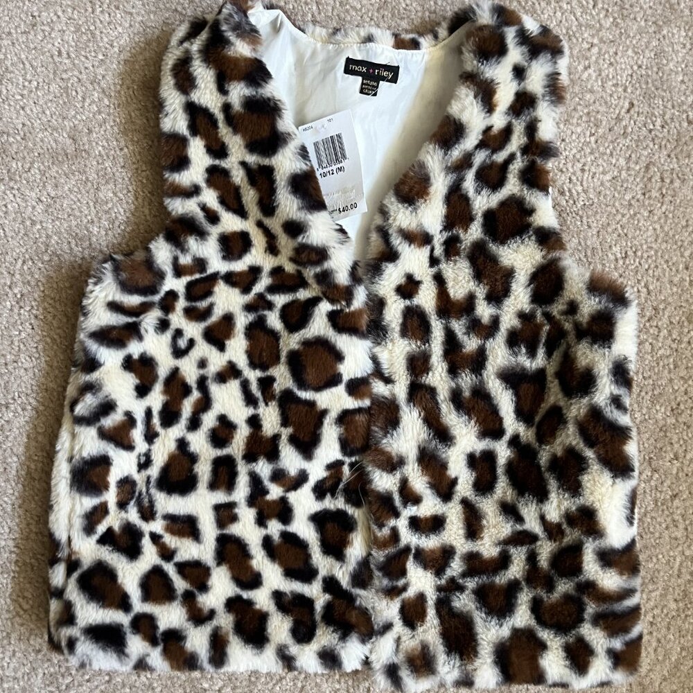 New Max + Riley Leopard Kids Vest 10/12 Medium SOFT!